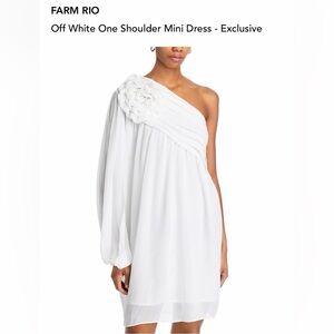 FARM Rio White One-Shoulder Dress with Floral Accent